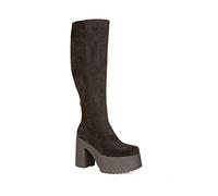 LAMODA - I'm What You Want Knee High Platform Boots, EU 36, Black (Black Suede), 4 UK