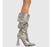 Lamoda It's Giving Women Shimmer Silver PU Platform Shoes Fashionable Chic - UK7