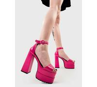 Lamoda Just Coz Fuchsia Chunky Platform Sandals Round Toe Strap High Heel UK7 - UK7