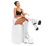 Lamoda Keep It Up WhitePU Platform Knee High Boots Elegant Everyday Style - UK6