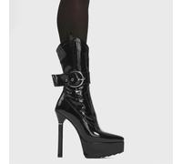 Lamoda Keep Waitin' Platform Calf Boots in BlackPAT for Women Stylish Look - UK4