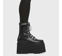 Lamoda La Nuit Black PU Refined Platform Heels Stylish Comfort Statement - UK8
