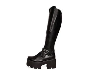 LAMODA - Letter To My Lover Chunky Platform Knee High Boots, EU 41, Black Pu, 8 UK