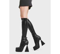 Lamoda Love It Platform Knee Boots for Women Black PU Stylish Knee High - UK4