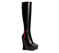 LAMODA - Love Potion Wide Fit Platform Knee High Boots, EU 38 / UK 5, Black PU, 6 UK