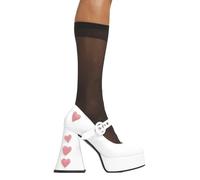 Lamoda Love Sick White Patent Pink Heart Platform Heels Gothic Shoes - UK3