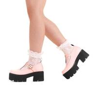 Lamoda Love Story PinkPU Chunky Mary Jane Shoes Bold Comfortable Footwear - UK8