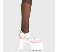 Lamoda Lovey Dovey White Heart Detail Platform Boots Chic Fun Trendy Shoes - UK6