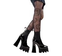 Lamoda Lumiel Platform Ankle Boots BlackPAT, Chunky High Heel Design, Cushioned Insole Comfort, Durable Synthetic Upper, Trendy Statement Shoes for Parties or Streetwear UK5