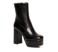 Lamoda Making Moves Black PU Platform Ankle Boots for Women, Bold Platform Design, Trendy Ankle Footwear with Sturdy Heel, Comfortable Fashionable Boots, UK 7