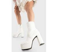 Lamoda Making Moves White Platform Ankle Boots Chunky Vegan Leather - UK8