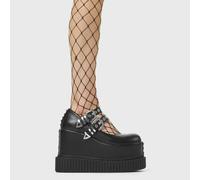 Lamoda Menace Black PU Chunky Platform Creeper Shoes Bold Stylish Footwear - UK4