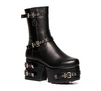 LAMODA - Moonwalker Chunky Platform Wedge Boots, EU 41, Black PU, 8.5 UK