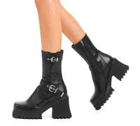 Lamoda New Mission Black Chunky Platform Boots Stylish Streetwear Statement - UK7