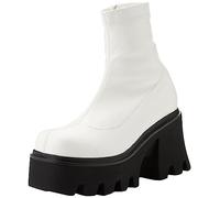 Lamoda Notorious White Chunky Platform Ankle Boots for Women, Lace-Up Streetwear Fashion, Elevated Sole, Trendy Ankle Design, Comfortable Durable Everyday Wear UK6