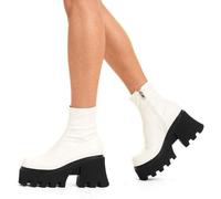 Lamoda Notorious White Chunky Platform Ankle Boots Trendy Streetwear Fashion - UK8