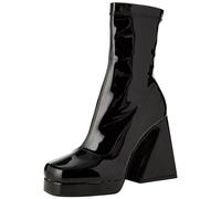 Lamoda Old Me Platform Ankle Boots for Women in Black Stretch PU, Trendy Comfortable Ankle Boots for Casual, Office, Party, Evening Wear, Stylish Bold Look, UK7