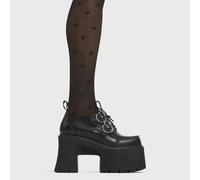 Lamoda Open Heart BlackPU Chunky Platform Shoes Stylish Trendy Everyday Wear - UK9