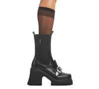 LAMODA Outlander Bold Black PU Platform Creeper Boots for Women, Fashionable Chunky Heel Design, Comfortable Cushioned Insoles, Trendy Streetwear Footwear, UK5