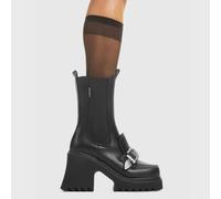 Lamoda Outlander Bold Black PU Platform Creeper Boots Stylish Streetwear - UK8