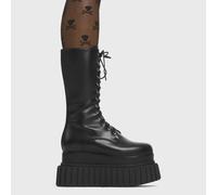 Lamoda Passion Black PU Platform Shoes with Sl esign and Elevated Style - UK6
