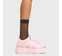 Lamoda Peachy Keen Pink PU Platform Heels Trendy Stylish Statement Shoes - UK6