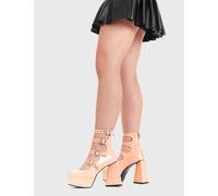 Lamoda Platform Boots True Romance Round Toe High Heel Straps Buckles Pink - Pink - UK 6