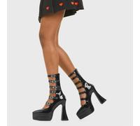 Lamoda Revolution Black Patent Platform Ankle Boots Stylish Chunky Fashion - UK6