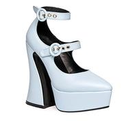 Lamoda Roamin' BluePU Platform Heels with Chunky Sole, Cushioned Comfort, Durable and Trendy Footwear for Parties, Evenings, or Casual Outings, Perfect Statement Heels for Women, UK8