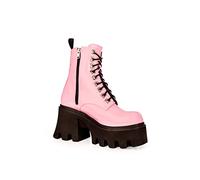 Lamoda Run To You Chunky Platform Ankle Boots Pink PAT - Bold Chunky Heel Ankle Boots for Women, Stylish Patent Leather Upper, Comfortable Platform Sole, Trendy Streetwear Fashion Footwear UK 7