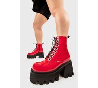 Lamoda Run To You Chunky Platform Ankle Boots Red PAT, Trendy Chunky Boots - Red - UK 3