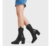 Lamoda Running Circles Black PU Ankle Boots for Women Stylish Platform - UK7