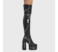 Lamoda Scream Thigh High Platform Boots Black PU Chunky Gothic Style - UK3