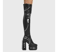 Lamoda Scream Wide Calf Thigh High Platform Boots Black PU Gothic Punk - UK6