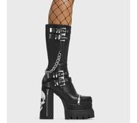 Lamoda Secrets Women Black Platform Sandals with Skull Accent Stylish Look - UK5