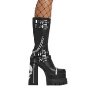 LAMODA Secrets Women Black PU Platform Sandals UK7 with Skull Accent - Comfortable Cushioned Insole, Durable Platform, Perfect for Casual, Party and Streetwear Outfits