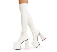 Lamoda Seperate Women Stylish High Thigh Platform Boots in Elegant White PU - UK3