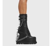 Lamoda She's Dangerous Black Skull Chunky Platform Stylish Ankle Boots - UK3