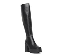 LAMODA Slick Nicks Women’s Black PU Platform Knee High Boots - Chunky Tall Heel, Side Zip, Gothic Style, Comfort Fit for Parties, Festivals, Nights Out, Streetwear - UK 3
