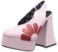 Lamoda Slight Mishap Platform Heels UK7 - Pink Red Flower Gothic Chunky High Heel Shoes, Bold Vegan Footwear with Floral Design, Comfortable Fit, Durable Style