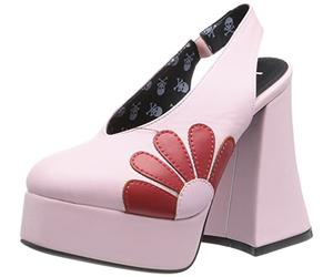 Lamoda Slight Mishap Platform Heels UK7 - Pink Red Flower Gothic Chunky High Heel Shoes, Bold Vegan Footwear with Floral Design, Comfortable Fit, Durable Style