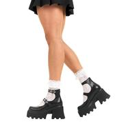 Lamoda Slow Jamz Black Chunky Platform Ankle Boots for Women, Lace-Up Streetwear Fashion, Bold Elevated Sole, Trendy Ankle Design, Comfortable Everyday Wear UK6