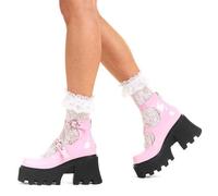 Lamoda Slow Jamz Pink Heart Chunky Platform Ankle Boots Trendy Streetwear - UK7