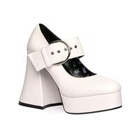 Lamoda Speed Dial WhitePU Platform Heels Stylish Chunky High Heel Shoes for Women Comfortable Cushioned Insole Durable Synthetic Upper Non Slip Sole Dress Party Wear UK8