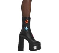 LAMODA Star Girl Women Platform Shoes in Black PU with Multi Star Design Lightweight Comfortable Elevation Durable Support Stylish Everyday Casual Wear UK4