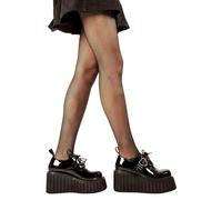 Lamoda Stick to It Chunky Platform Creeper Shoes - Black Patent Gothic Alternative Festival Footwear, All-Day Comfort, Thick Sole Comfort Ankle Creepers for Women UK8