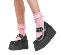 Lamoda Survivor Chunky Platform Creeper Shoes in Black PU Stylish Footwear - UK8