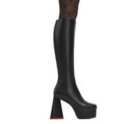 Lamoda Sweet Talker Black Platform Knee High Boots for Women, Trendy Statement Footwear, Chunky Platform Sole, Durable PU Material, Comfortable Fit UK5