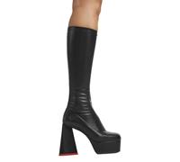 Lamoda Sweet Talker Black Stretch Platform Knee High Boots Trendy Stylish - UK10