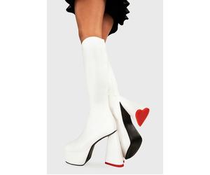 Lamoda Sweet Talker Platform Knee High Boots White PU, Chic Tall Boots - Black - UK 5